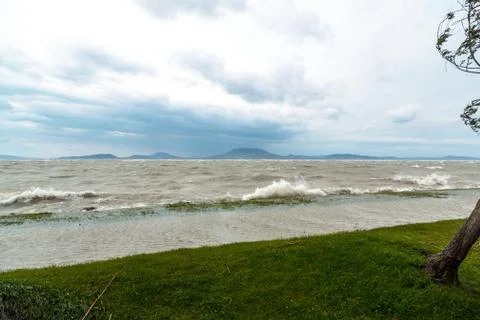 Storm over the lake Foto stock