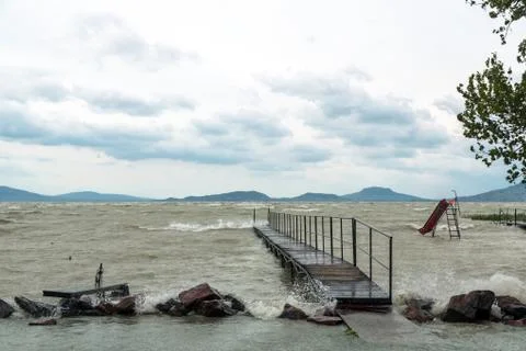 Storm over the lake Stock Photos