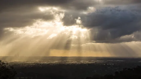 Storm over Lions Lookout Perth City and suburbs Timelapse Stock Footage 140023343
