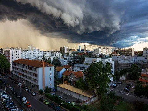 Storm Over Lyon Stock-Footage 77521617