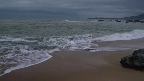 Storm over the sea waves and rocks Stock Footage 139521488