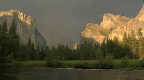 Storm over Yosemite Valley Stock Footage 418735