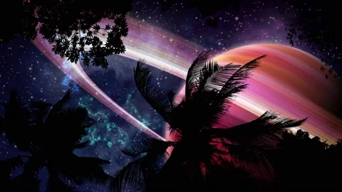 Storm Palms Under Sky Another Planet Vidéo 146719580