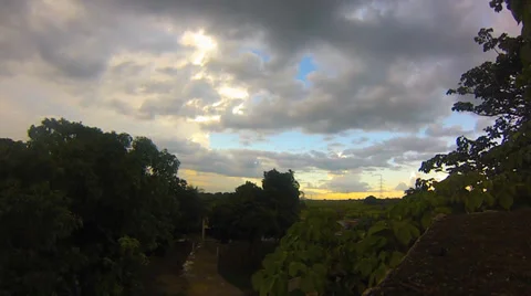 Storm Path Village Time Lapse Dominican Republic Stock Footage 34032444