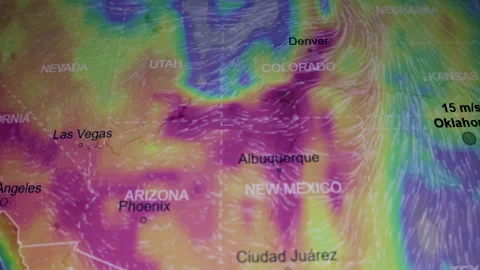Storm Raging Over Central USA risk danger overview camera shot of computer .. Stock Footage 337059270