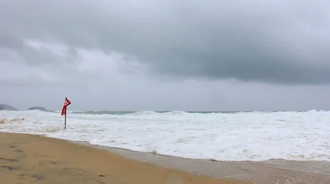 Storm rain on the beach Stock-Footage 64093522