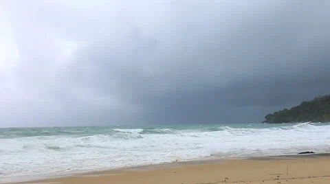 Storm rain on the beach Stock Footage 64093532