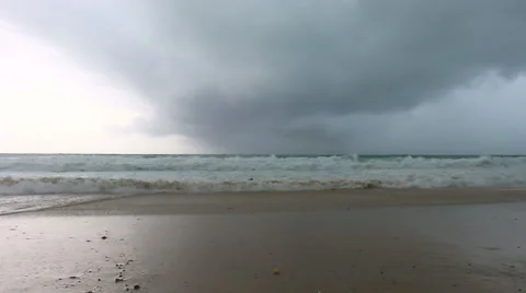 Storm rain on the beach Stock-Footage 64093564
