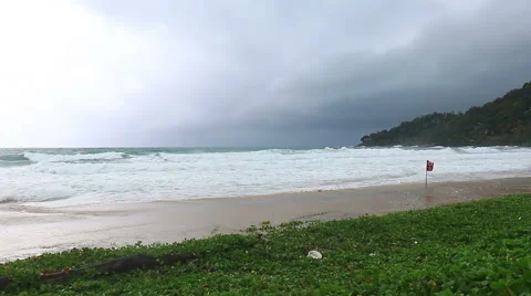 Storm rain on the beach Stock-Footage 64093568