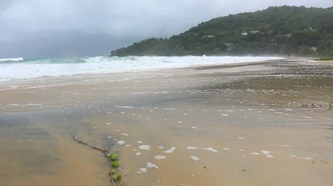 Storm rain on the beach Stock-Footage 64093784