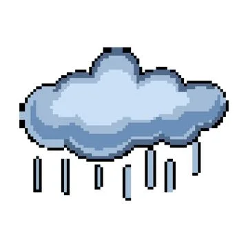 Storm rain cloud pixel art vector illustration Illustrazione stock