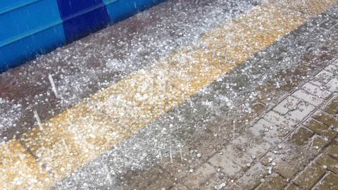 Storm Rain with Hail on a Summer Day Stock Footage 126628575