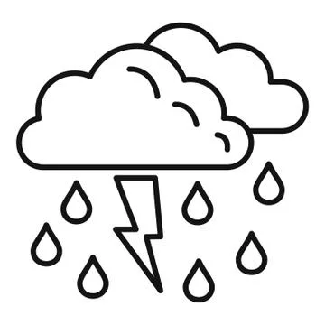 Storm rainy cloud icon, outline style イラスト素材