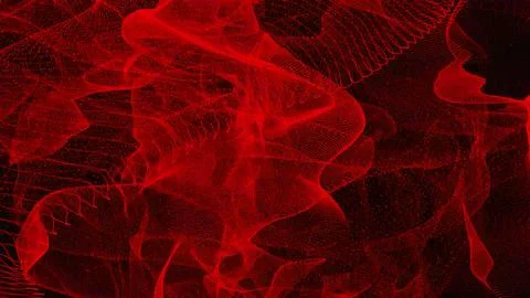 A storm of red particles on a black background, particle tornado. Wave of p.. Illustrazione stock