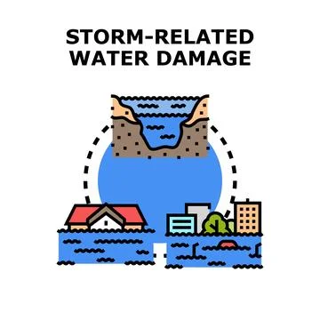 Storm related water damage causing flood disaster Stock Illustration