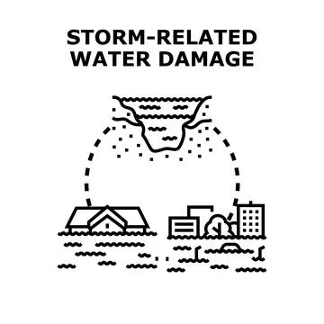 Storm related water damage causing flood disaster Stock Illustration