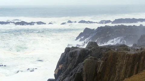 Storm Riders Slow Motion County Donegal Ireland Video stock 98996477