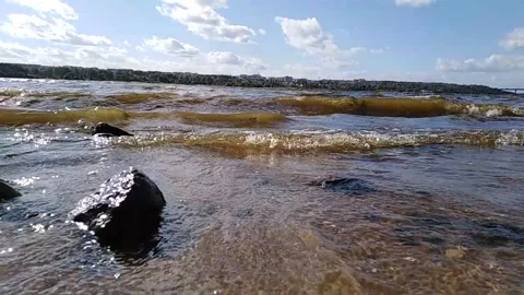 Storm on the river Video stock 263914772