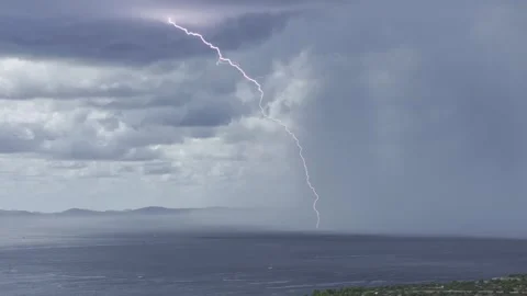 Storm Rolling in with Lightening Strike Stock Footage 248362185