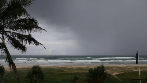 Storm rolling in on Tropical Beach Stock Footage 273431937