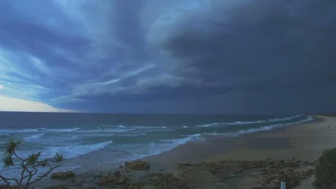 Storm rolls in over ocean Stock Footage 75214764