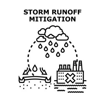 Storm runoff mitigation preventing environmental pollution concept Stock Illustration