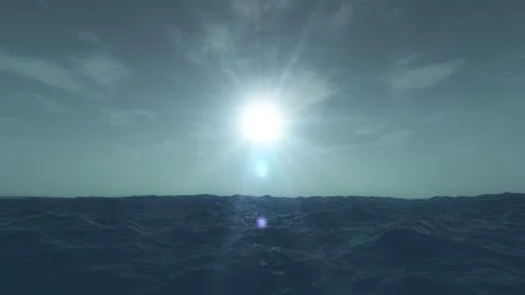 Storm sea clouds sun Stock Illustration