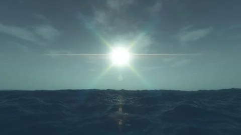 Storm sea clouds sun イラスト素材