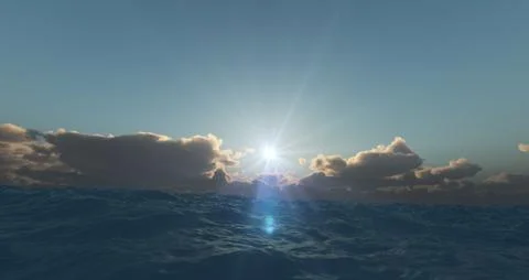 Storm sea clouds sun イラスト素材