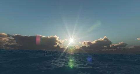 Storm sea clouds sun Illustrazione stock