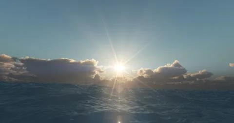 Storm sea clouds sun Illustrazione stock