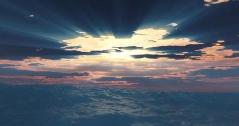 Storm sea clouds sun 스톡 일러스트