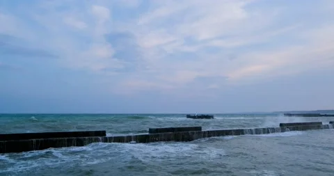 Storm in the sea Stock Footage 130202599