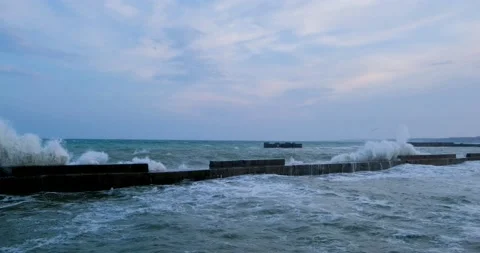Storm in the sea Stock Footage 130202671