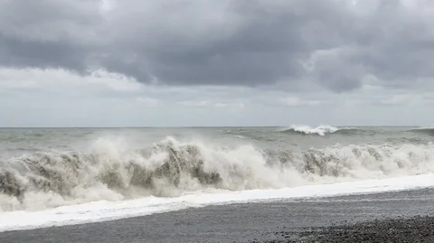 Storm at sea, storm warning on the coast. Stock Footage 120137801