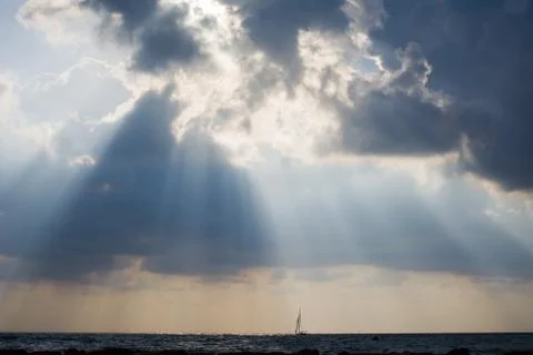 Storm on the sea. stormy clouds about sea. Stock Photos