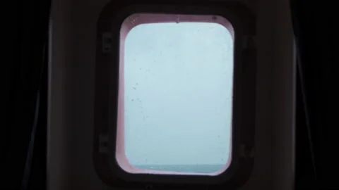 Storm in sea. Strong pitching. Splashes on window glass Stock Footage 236660150