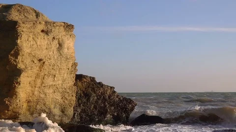Storm on the Sea at Sunset Stock Footage 70929021