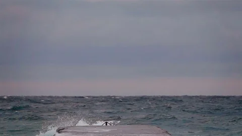 Storm on the Sea at Sunset 库存影片 71256324