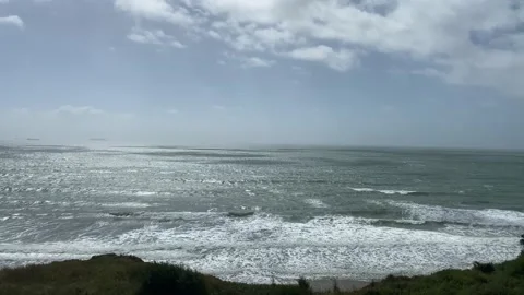 Storm at sea view from high mountain Stock Footage 141309849