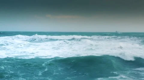 Storm sea with waves and wind Video stock 58923064