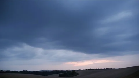 Storm sky in the field Stock Footage 93111972
