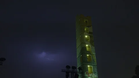 Storm sky over the tower Stock Footage 111197114