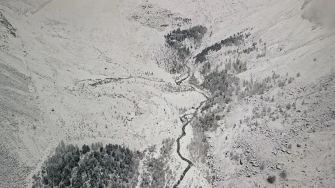 Storm, snowfall in the huge glacier of Mount Belukha, the valley of the Aktru Stock-Footage 163973922