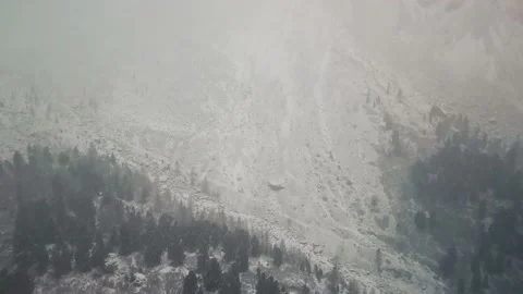 Storm, snowfall in the huge glacier of Mount Belukha, the valley of the Aktru Stock-Footage 164367291