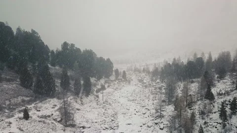 Storm, snowfall in the huge glacier of Mount Belukha, the valley of the Aktru Stock-Footage 164367499