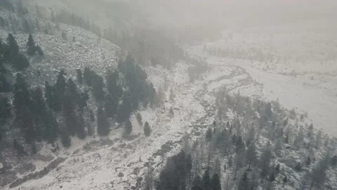 Storm, snowfall in the huge glacier of Mount Belukha, the valley of the Aktru Stock-Footage 164369609