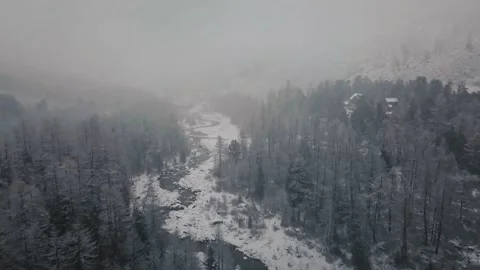 Storm, snowfall in the huge glacier of Mount Belukha, the valley of the Aktru Stock-Footage 164370279