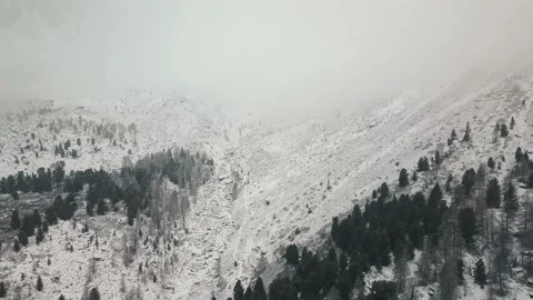 Storm, snowfall in the huge glacier of Mount Belukha, the valley of the Aktru Stock-Footage 164372914