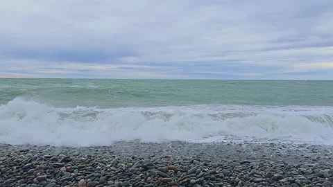 Storm in Sochi, high waves, strong wind 스톡 동영상 256914036